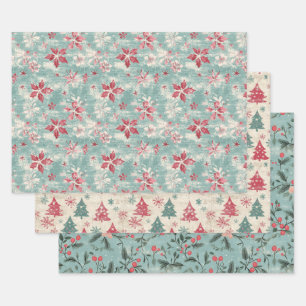 Pretty Shabby Chic Vintage Christmas  Wrapping Paper Sheet