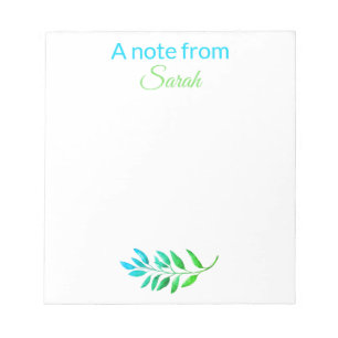 Pretty Shades Of Blue Green Personalised Notepad