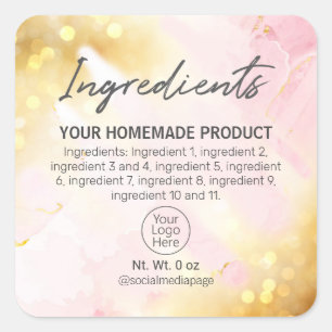 Pretty Shimmering Pink And Gold Ingredient Labels