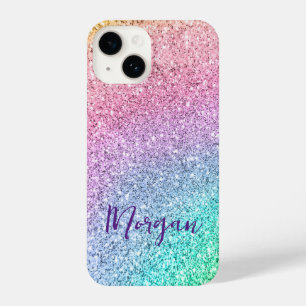 Pretty Shimmering Rainbow Glitter Personalized  iPhone 14 Case