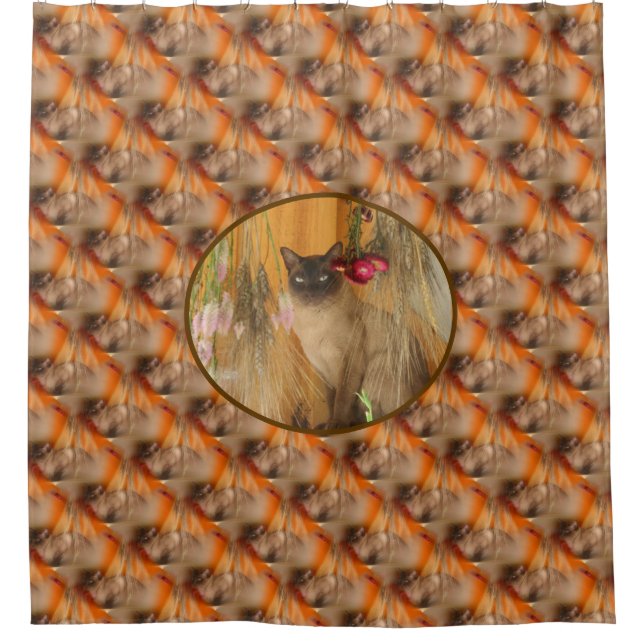 Pretty Siamese Cat Animal Pattern  Shower Curtain (Front)