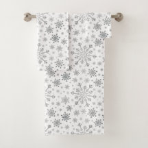 Pretty Silver Christmas Snowflakes on Winter White