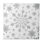 Pretty Silver Christmas Snowflakes on Winter White Tile<br><div class="desc">Mixed sized pretty pastel silver grey (grey) snowflakes are scattered throughout this Christmas seasonal pattern. This cute festive design with a crisp winter white background is sure to please any age and perfect for anyone who likes soft and delicate xmas patterns.</div>