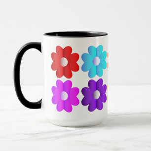 Pretty simple colours white flowers graphics art mug