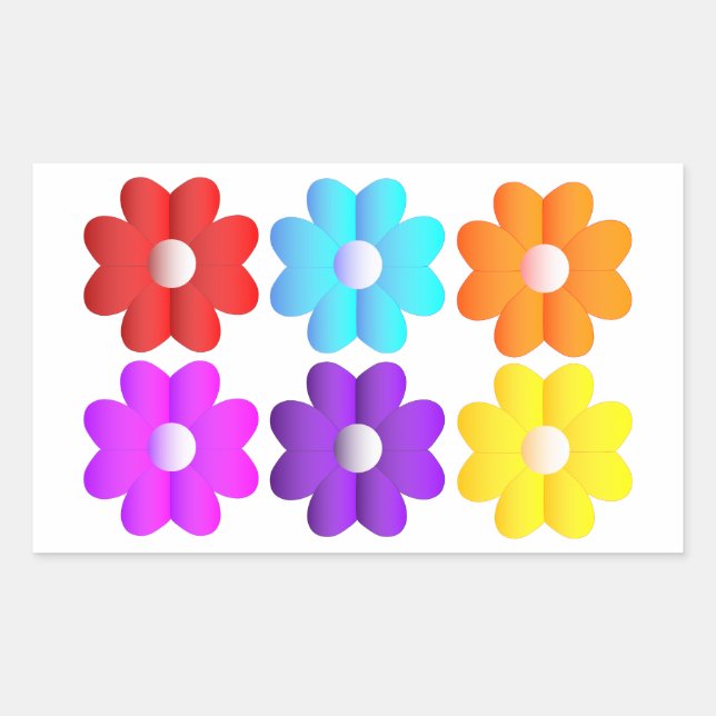 Pretty simple colours white flowers graphics art rectangular sticker (Front)