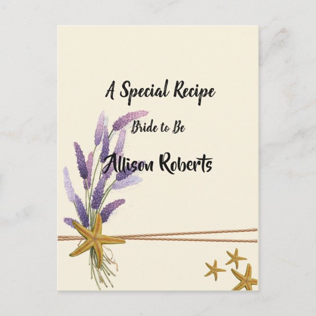 pretty Simple starfish Bridal Shower Postcard (Front)