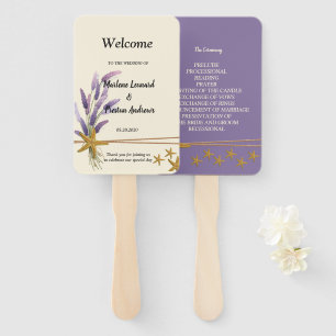 pretty Simple starfish Wedding Program Hand Fan