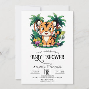 Pretty Simple Tiger Digital Baby Shower Invitation