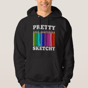Pretty Sketchy Colour Pencils Cool Painter Artist Hoodie