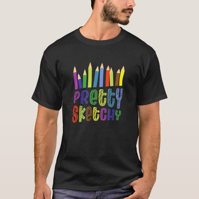   Pretty Sketchy Fun Coloured Pencils   T-Shirt (Front)
