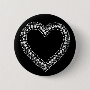Pretty Skull Heart 6 Cm Round Badge