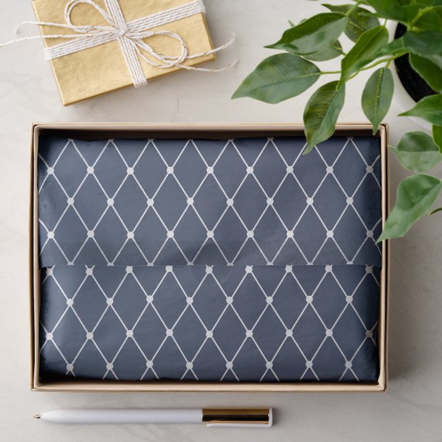 Pretty Slate Blue and Diamond Pattern Tissue Paper (Gift)