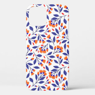 Pretty small orange flowers seamless pattern iPhone 12 case