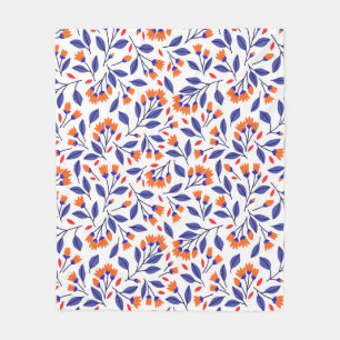 Pretty small orange flowers seamless pattern fleece blanket