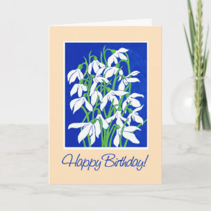 Pretty Snowdrops on Blue Winter Birthday Card