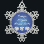Pretty Snowflake Bunco Pewter Christmas Ornament<br><div class="desc">Featured with this lovely snowflake ornament are three dice with a blue gradient background.  Perfect gift for a birthday celebration,  Christmas or Gift Exchange,  Bunco prize and more.  Personalise with your Bunko or Bunco group name or other message. Great for dice game players of all kinds.</div>