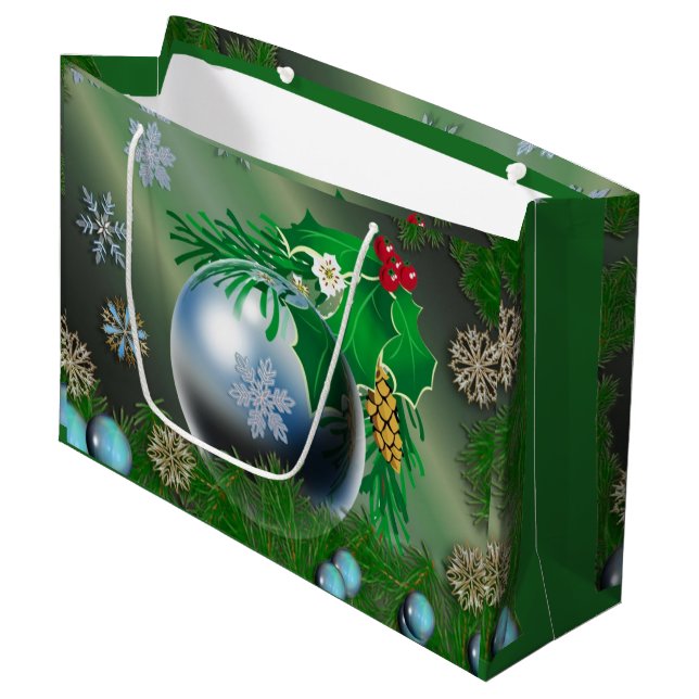pretty snowflakes Christmas ornaments Large Gift Bag (Front Angled)