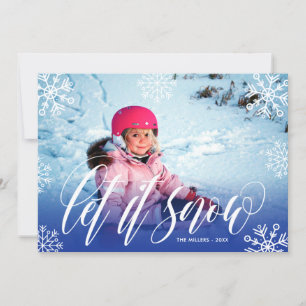 Pretty Snowflakes - Let It Snow - Christmas Photo Holiday Card
