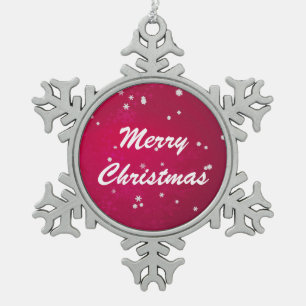 Pretty Snowflakes on Christmas Red Snowflake Pewter Christmas Ornament