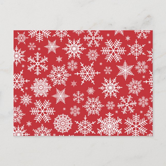 Pretty snowflakes on red background postcard (Front)
