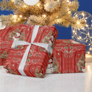 Pretty Snowman Elegant Christmas Gift  Wrapping Paper