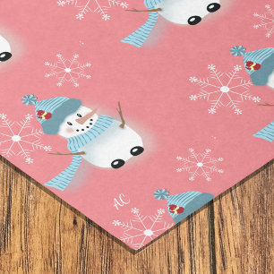 Pretty Snowman Snowflake Pattern Rose Tissue Paper