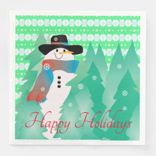 Pretty Snowman Themed Napkin
