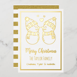 Pretty Snowmen Couple Elegant Personalised
