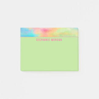 Pretty Soft Aqua Green Watercolor Name  Post-it Notes