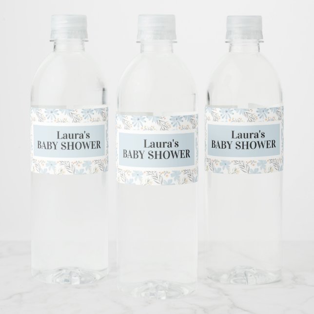Pretty Soft Blue Baby shower, bridal shower  Water Bottle Label (Bottles)