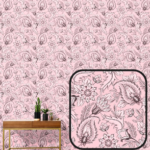 Pretty Soft Dusty Pink  Floral Paisley Elegant  Wallpaper