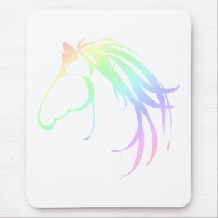 Pretty Soft Pastel Pink & Blue Horse Head Logo Mouse Pad