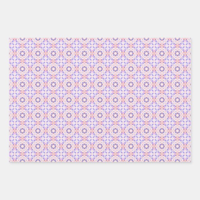 Pretty Soft Pastel Pink Purple Magic Star Birthday Wrapping Paper Sheet (Front)