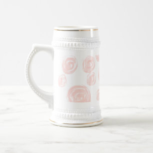 Pretty soft pink rose pattern on white. beer stein