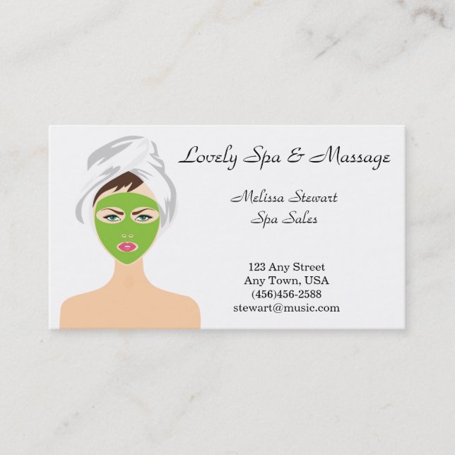 Pretty Spa and Facial Business Cards (Front)