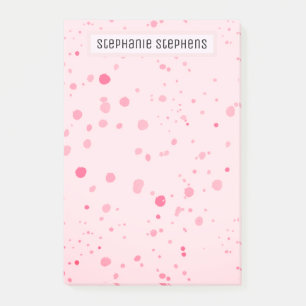 Pretty Speckled Pink Custom Name Post-it Notes