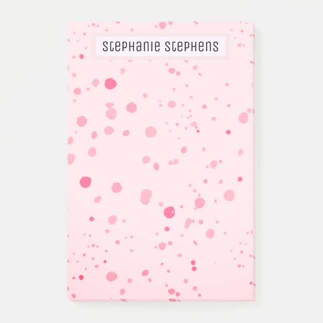 Pretty Speckled Pink Custom Name Post-it Notes (Front)