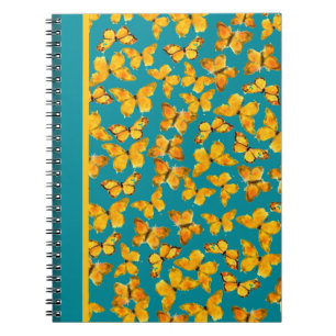 Pretty Spiral Notebook, Golden Butterflies on Teal Spiral Notebook