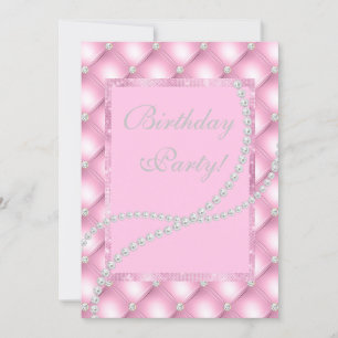 Pretty spot pearls elegant birthday custom invitation