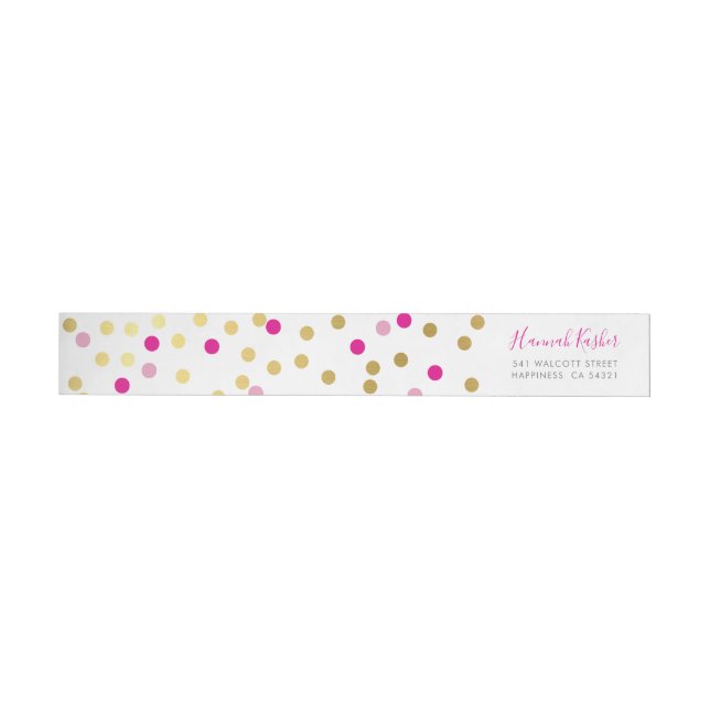 PRETTY SPOTS glamorous confetti spot gold pink Wrap Around Label (Individual)
