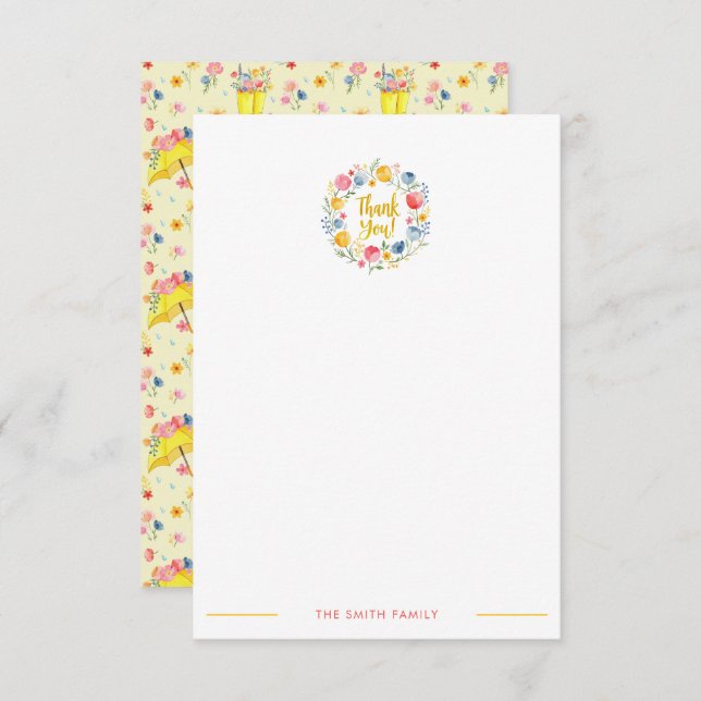 Pretty Spring Floral Baby Shower Thank You Card –  (Front/Back)