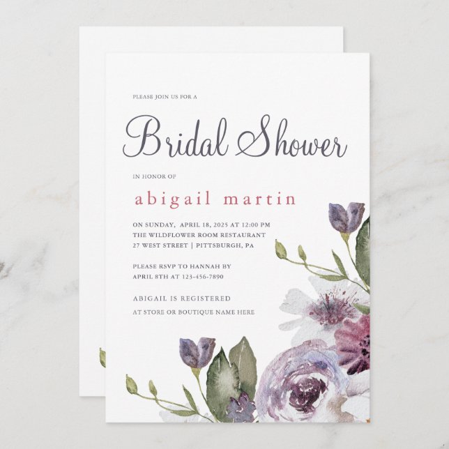 Pretty Spring Floral Bridal Shower Invitation (Front/Back)