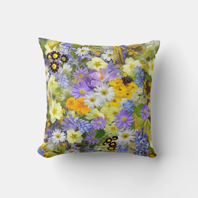 Pretty Spring Flowers Cushion (Front)