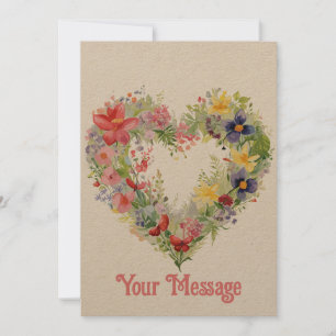 Pretty Spring Flowers Floral Heart-Shaped Greeting Holiday Card