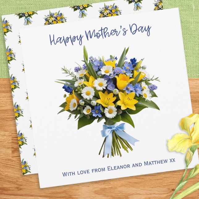 Pretty Spring Flowers Personalised Mother's Day Card (A personalized Mother's Day card, with picture of a beautiful hand-tied bouquet of Spring flowers)