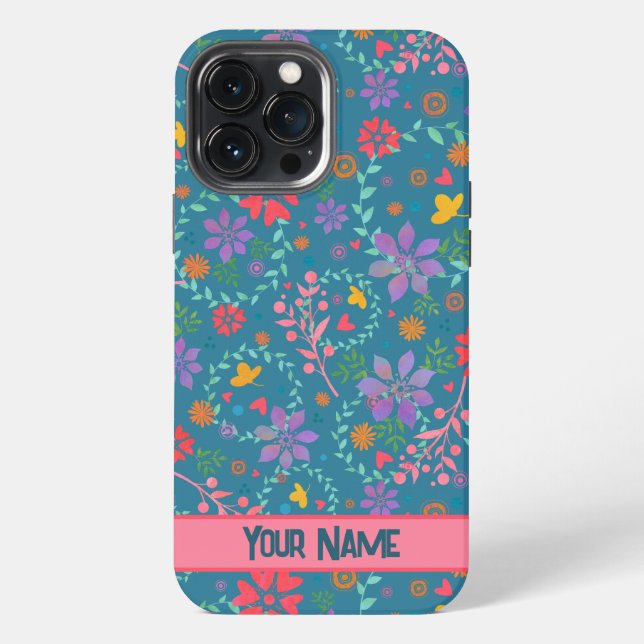 Pretty Spring Heart Flowers Pattern Inspirivity  iPhone Case (Back)