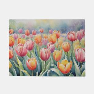 Pretty spring tulips doormat