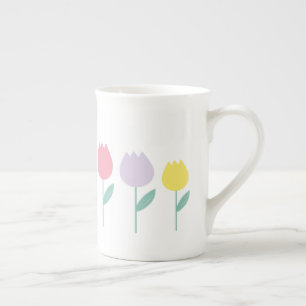 Pretty Spring Tulips Pastel Floral Bone China Mug