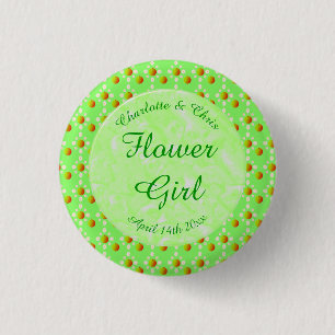 Pretty Spring Wedding Apple blossom and Apples 3 Cm Round Badge