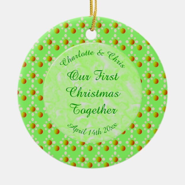 Pretty Spring Wedding Apple blossom and Apples Ceramic Tree Decoration (Front)